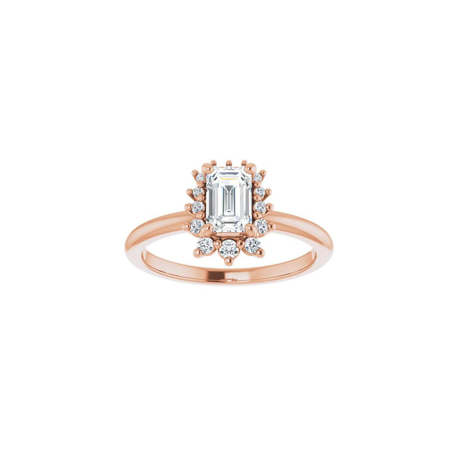 Emerald Halo-Style Asymmetrical Engagement Ring Semi-Mount - gallery - Series 124478
