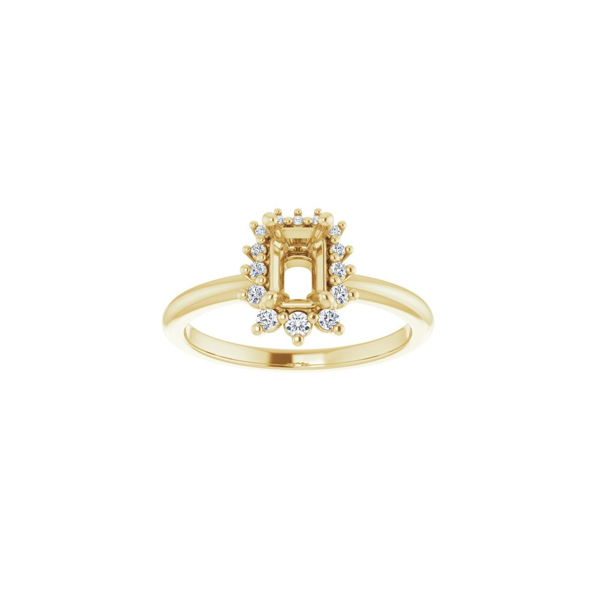 Emerald Halo-Style Asymmetrical Engagement Ring Semi-Mount - gallery - Series 124478