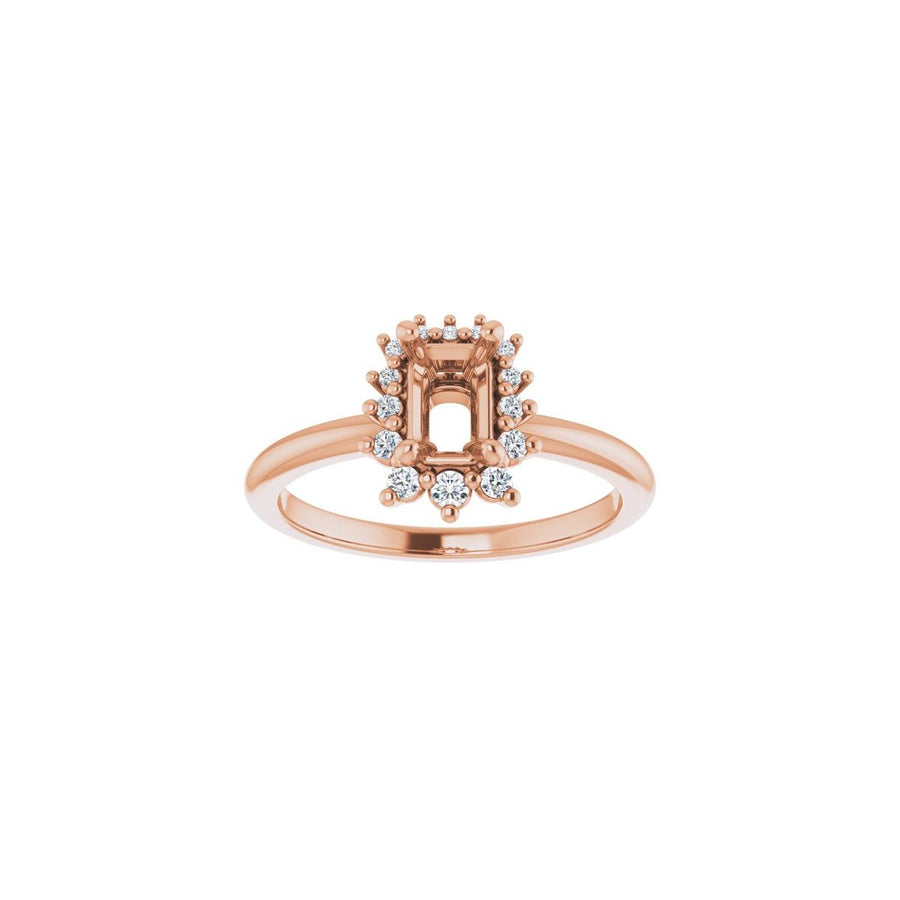 Emerald Halo-Style Asymmetrical Engagement Ring Semi-Mount - gallery - Series 124478