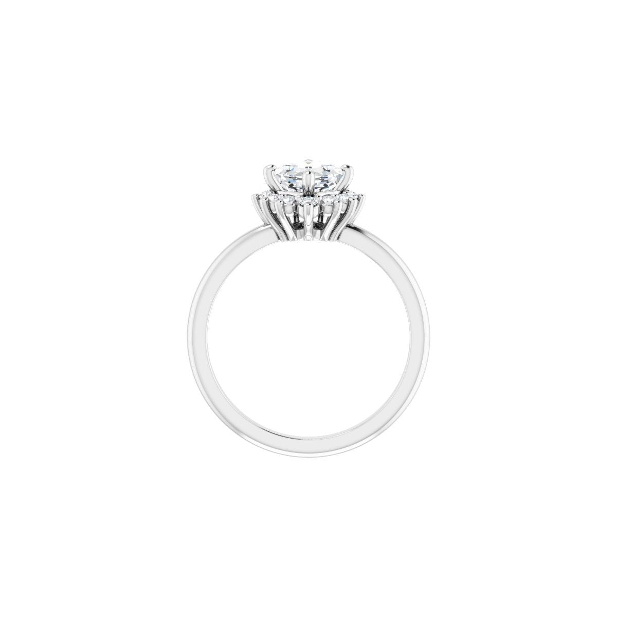 Asscher Halo-Style Asymmetrical Engagement Ring Semi-Mount - gallery - Series 124478