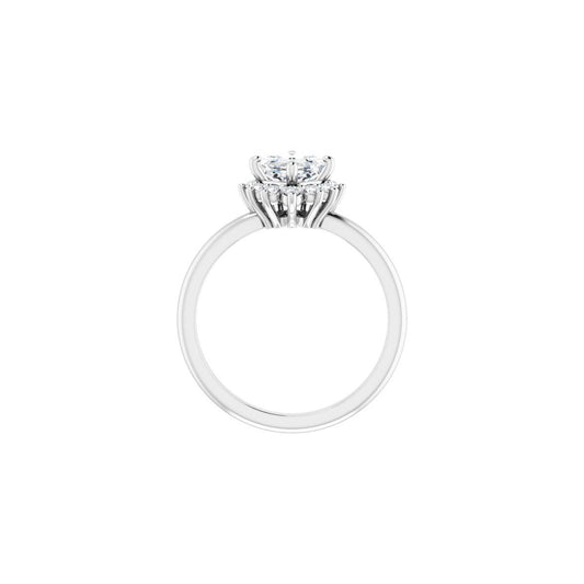 Asscher Halo-Style Asymmetrical Engagement Ring Semi-Mount - gallery - Series 124478