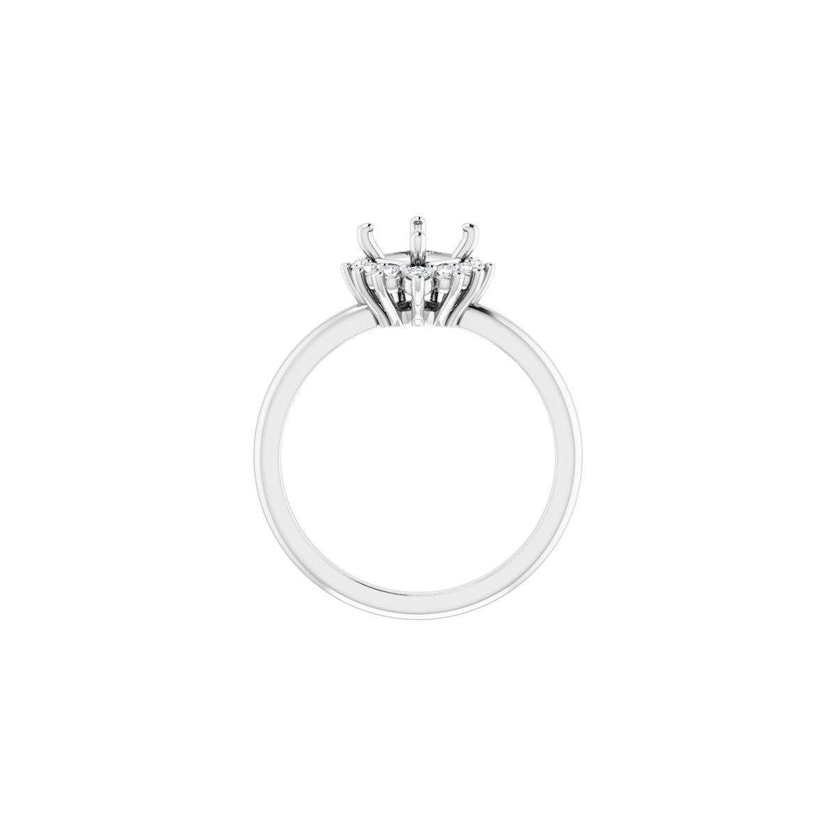 Asscher Halo-Style Asymmetrical Engagement Ring Semi-Mount - gallery - Series 124478