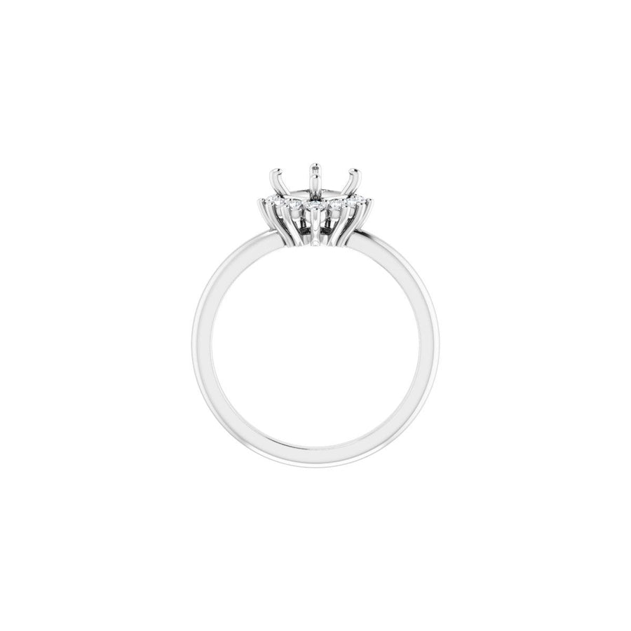 Asscher Halo-Style Asymmetrical Engagement Ring Semi-Mount - gallery - Series 124478