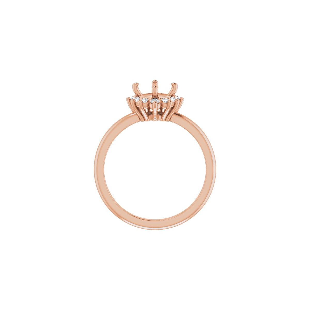 Asscher Halo-Style Asymmetrical Engagement Ring Semi-Mount - gallery - Series 124478