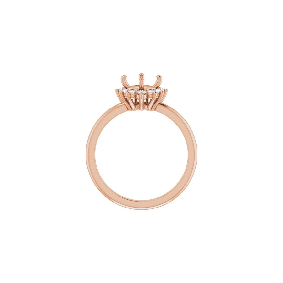 Asscher Halo-Style Asymmetrical Engagement Ring Semi-Mount - gallery - Series 124478