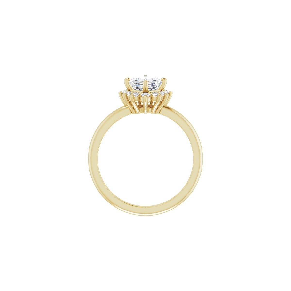 Asscher Halo-Style Asymmetrical Engagement Ring Semi-Mount - gallery - Series 124478