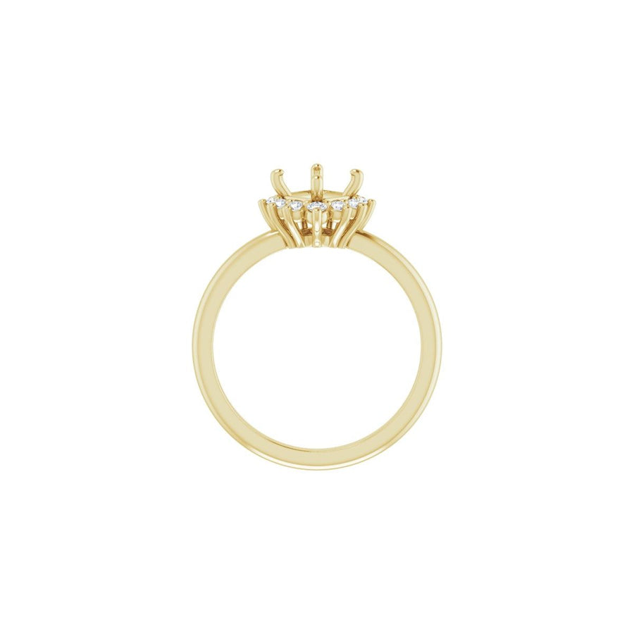 Asscher Halo-Style Asymmetrical Engagement Ring Semi-Mount - gallery - Series 124478