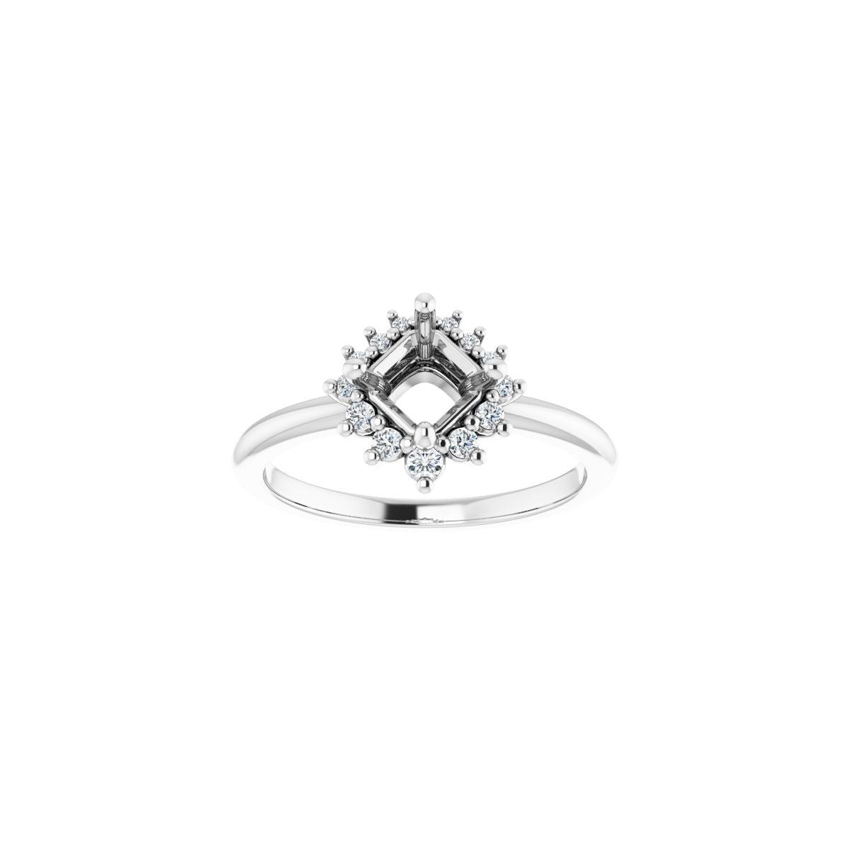 Asscher Halo-Style Asymmetrical Engagement Ring Semi-Mount - gallery - Series 124478
