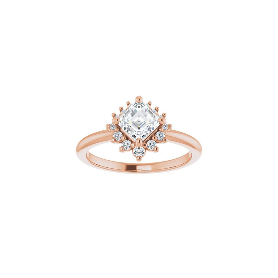 Asscher Halo-Style Asymmetrical Engagement Ring Semi-Mount - gallery - Series 124478