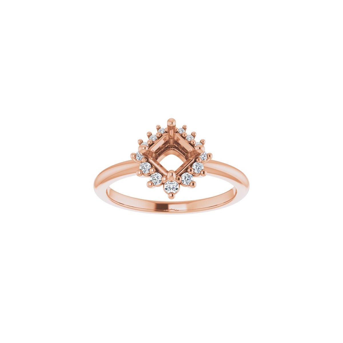 Asscher Halo-Style Asymmetrical Engagement Ring Semi-Mount - gallery - Series 124478