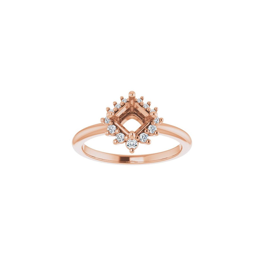 Asscher Halo-Style Asymmetrical Engagement Ring Semi-Mount - gallery - Series 124478