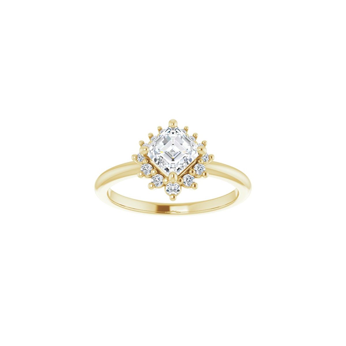 Asscher Halo-Style Asymmetrical Engagement Ring Semi-Mount - gallery - Series 124478