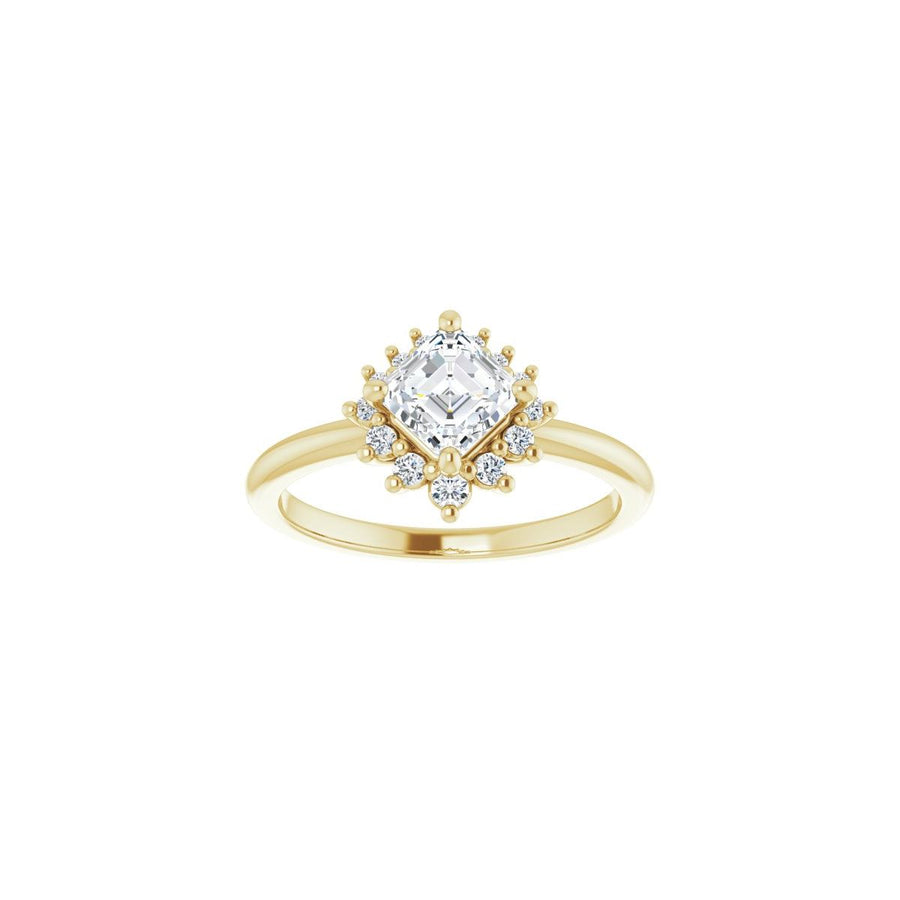 Asscher Halo-Style Asymmetrical Engagement Ring Semi-Mount - gallery - Series 124478