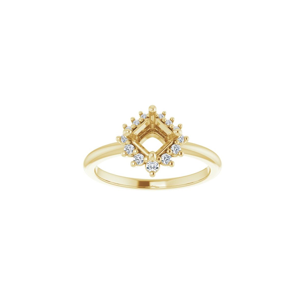 Asscher Halo-Style Asymmetrical Engagement Ring Semi-Mount - gallery - Series 124478