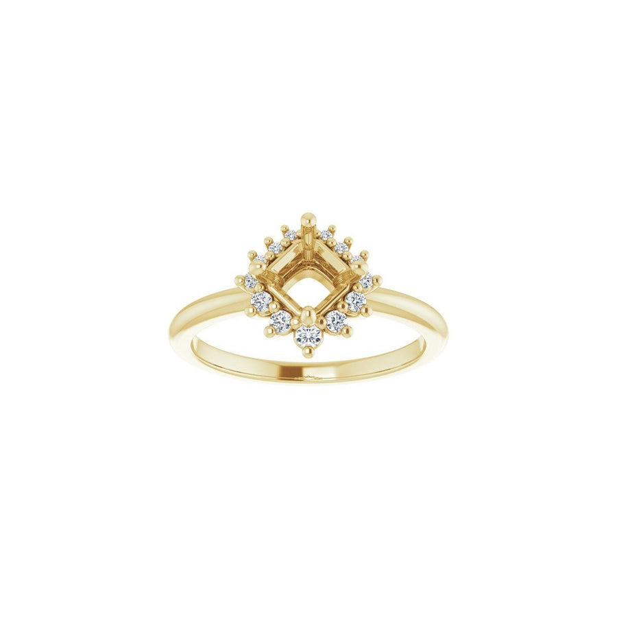Asscher Halo-Style Asymmetrical Engagement Ring Semi-Mount - gallery - Series 124478