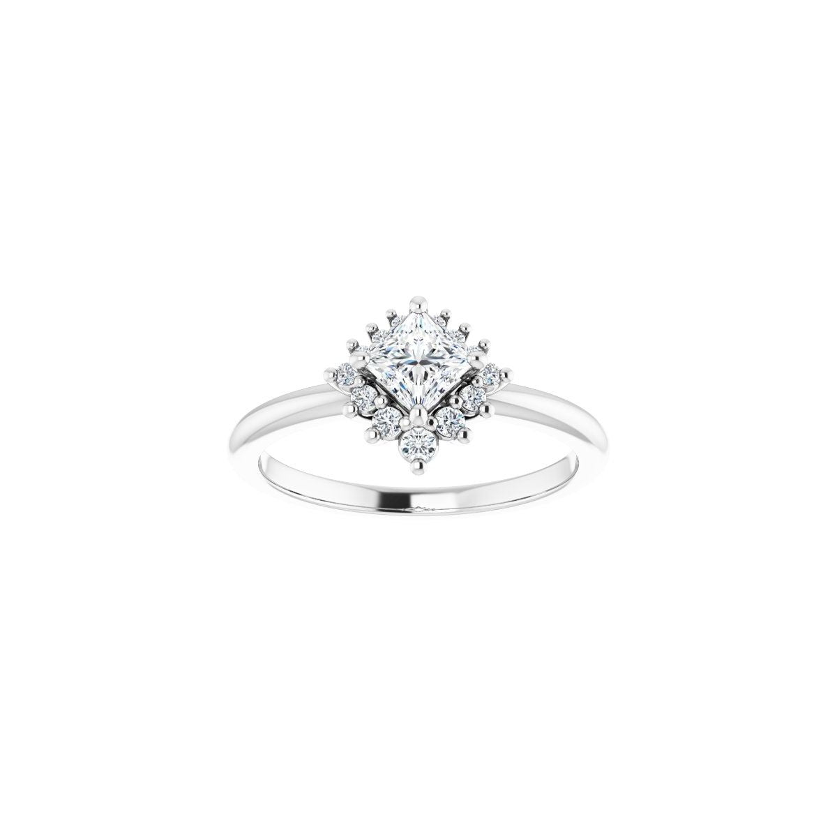 Square Halo-Style Asymmetrical Engagement Ring Semi-Mount - gallery - Series 124478
