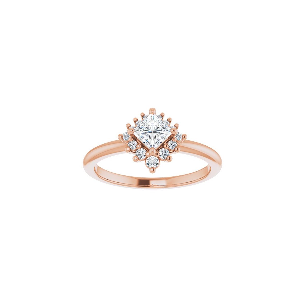 Square Halo-Style Asymmetrical Engagement Ring Semi-Mount - gallery - Series 124478