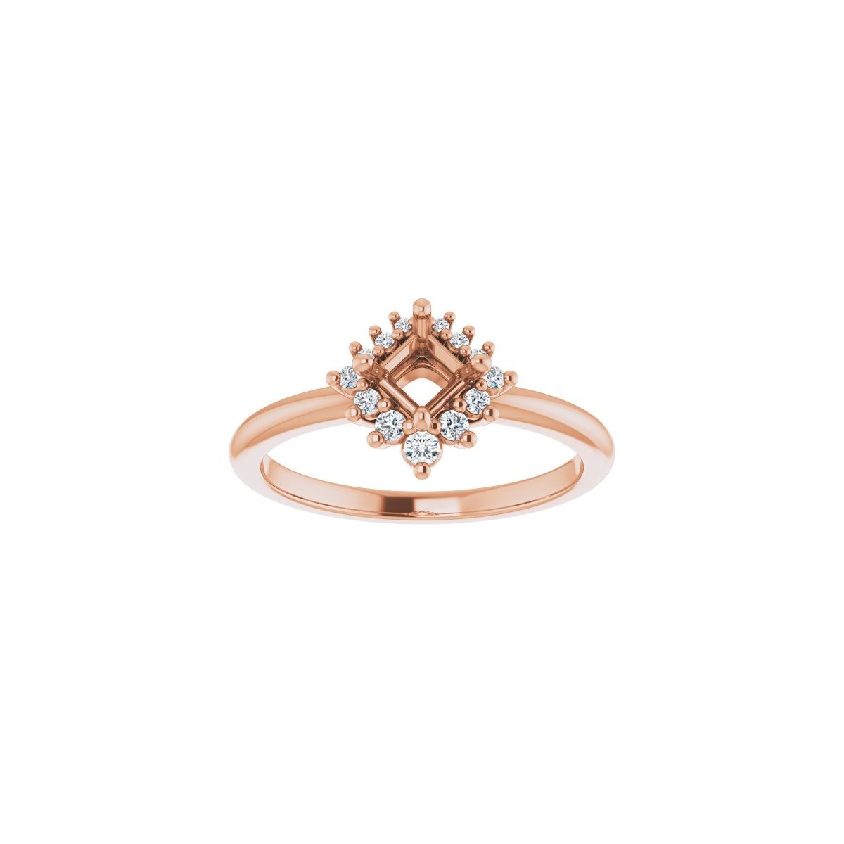 Square Halo-Style Asymmetrical Engagement Ring Semi-Mount - gallery - Series 124478