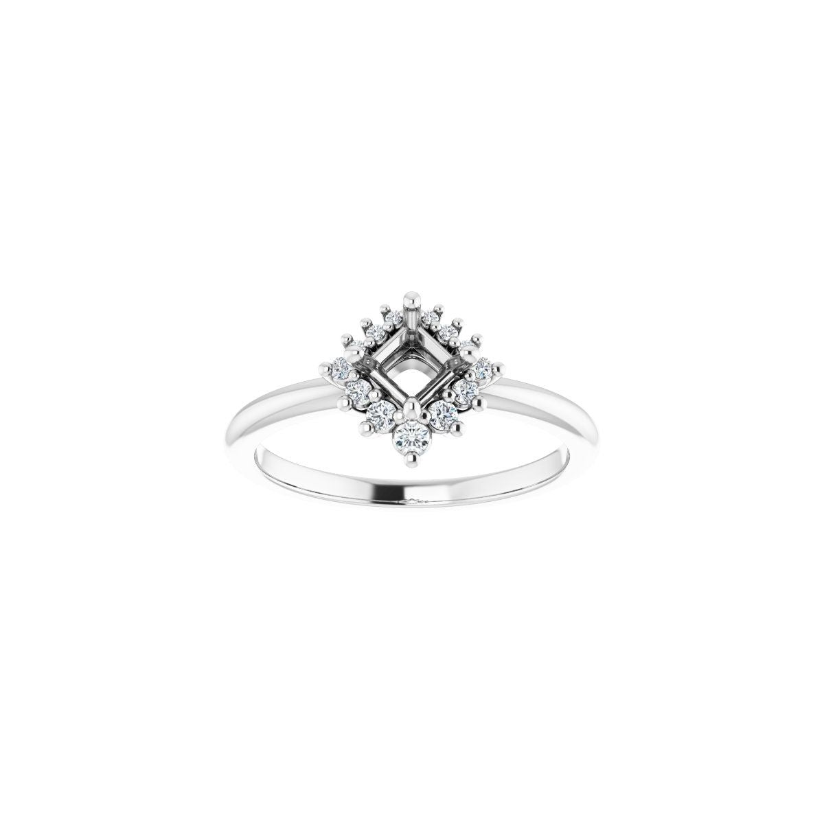 Square Halo-Style Asymmetrical Engagement Ring Semi-Mount - gallery - Series 124478