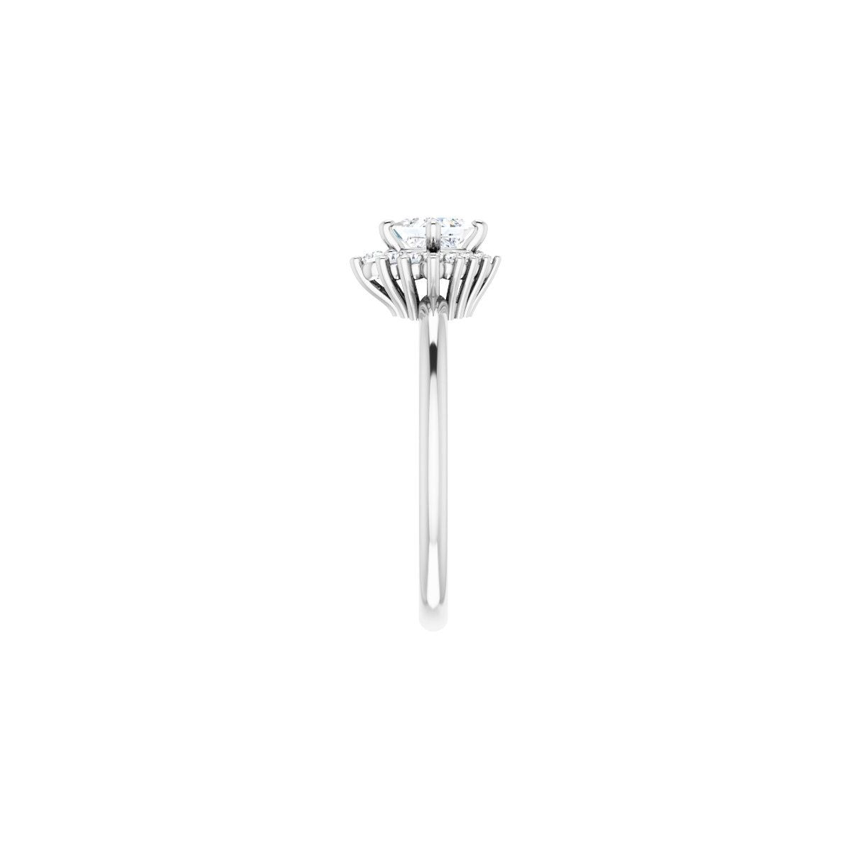 Square Halo-Style Asymmetrical Engagement Ring Semi-Mount - gallery - Series 124478