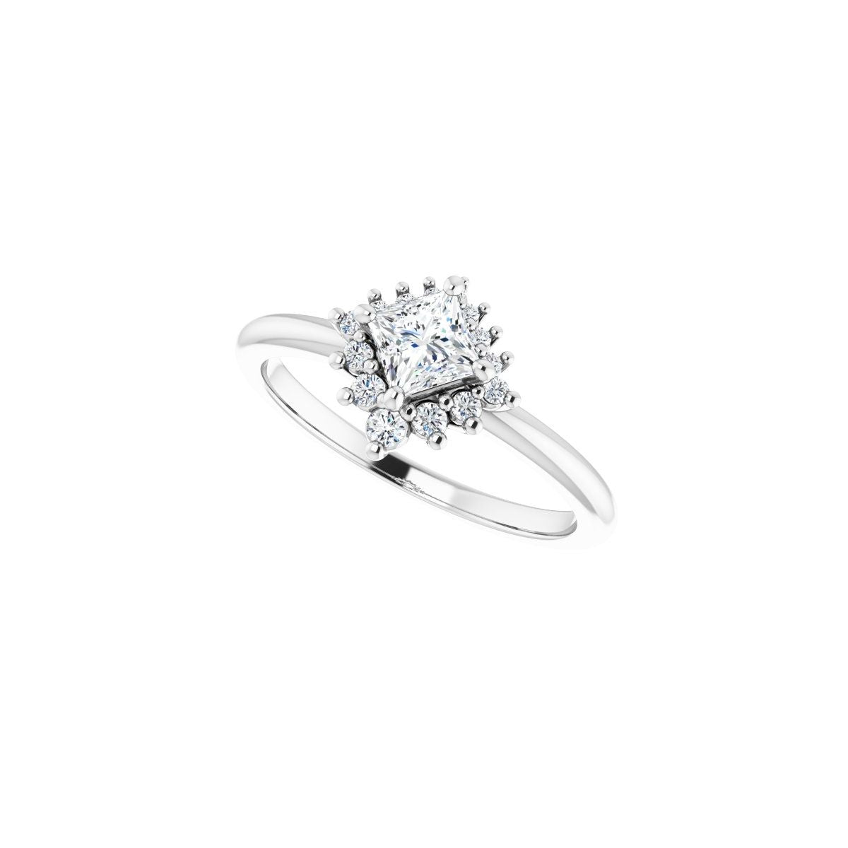 Square Halo-Style Asymmetrical Engagement Ring Semi-Mount - gallery - Series 124478