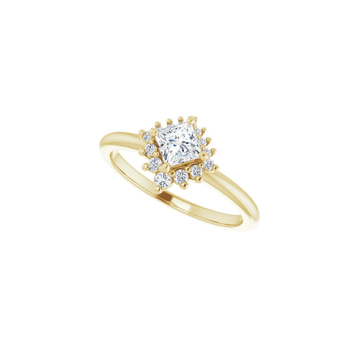 Square Halo-Style Asymmetrical Engagement Ring Semi-Mount - gallery - Series 124478