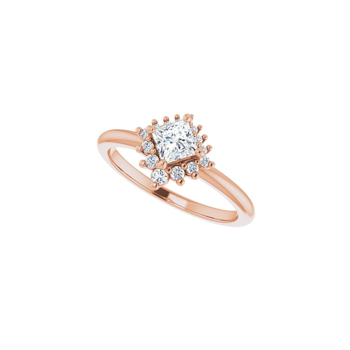 Square Halo-Style Asymmetrical Engagement Ring Semi-Mount - gallery - Series 124478
