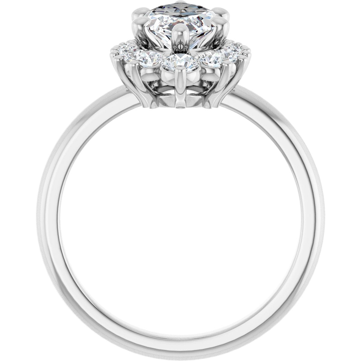 Marquise Halo-Style Asymmetrical Engagement Ring Semi-Mount - gallery - Series 124478