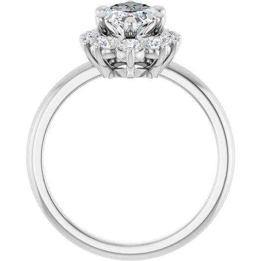 Marquise Halo-Style Asymmetrical Engagement Ring Semi-Mount - gallery - Series 124478