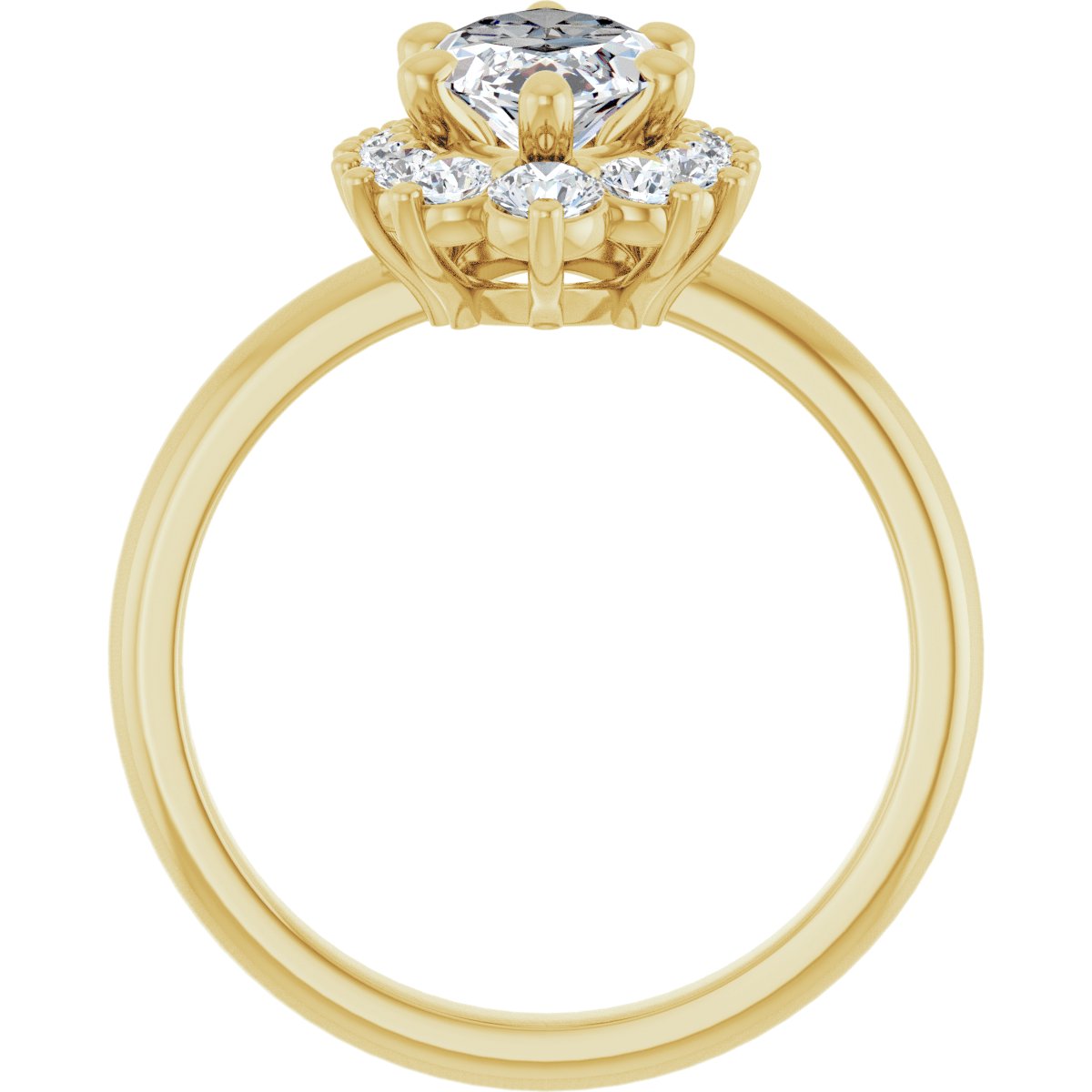 Marquise Halo-Style Asymmetrical Engagement Ring Semi-Mount - gallery - Series 124478