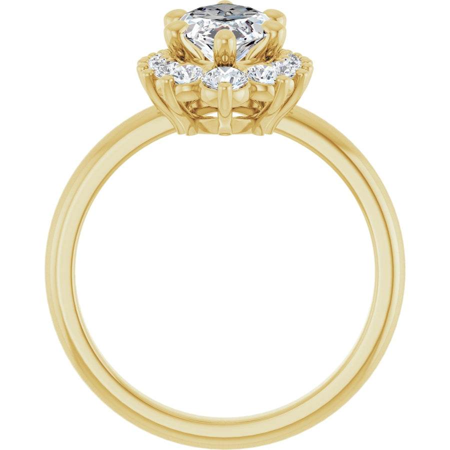Marquise Halo-Style Asymmetrical Engagement Ring Semi-Mount - gallery - Series 124478