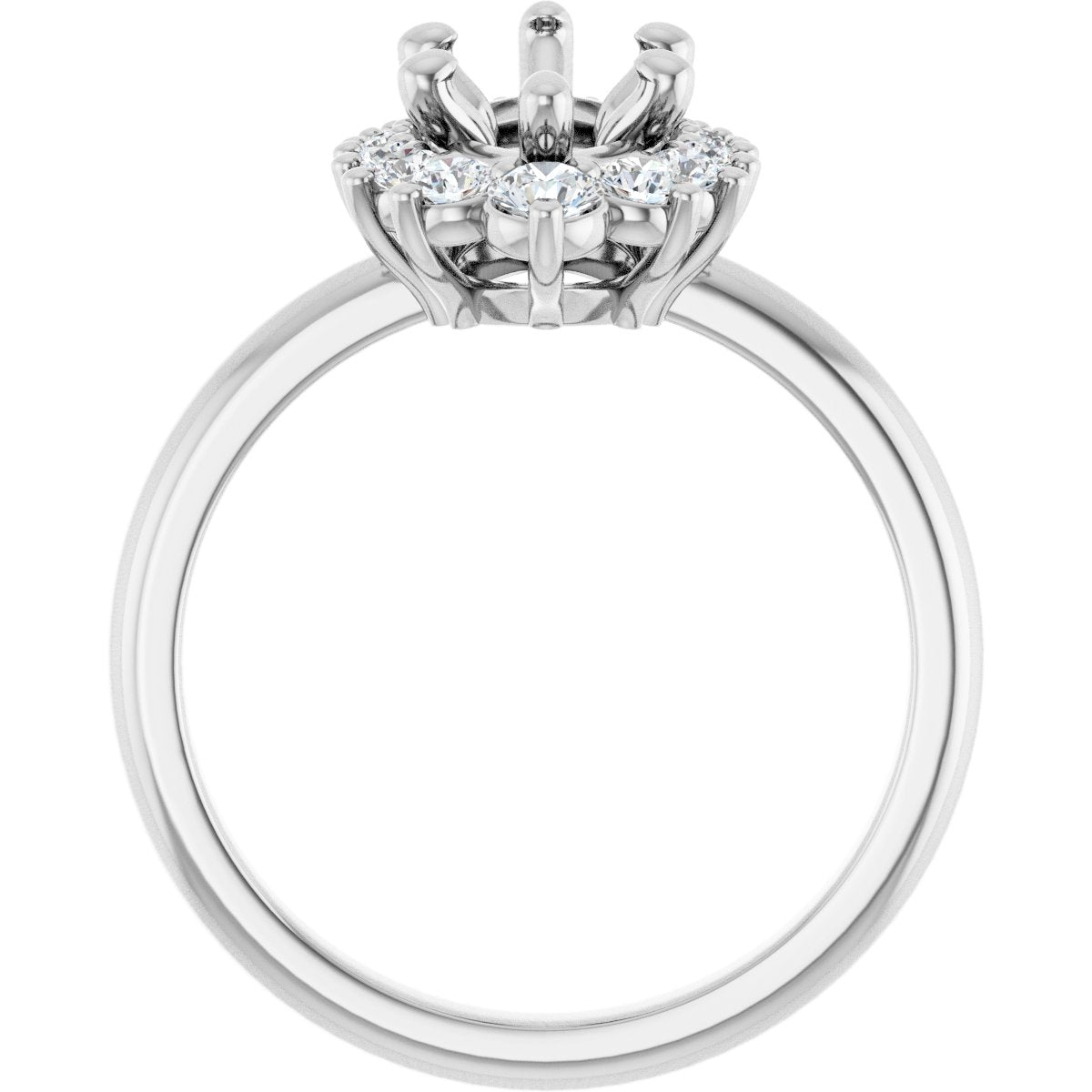 Marquise Halo-Style Asymmetrical Engagement Ring Semi-Mount - gallery - Series 124478