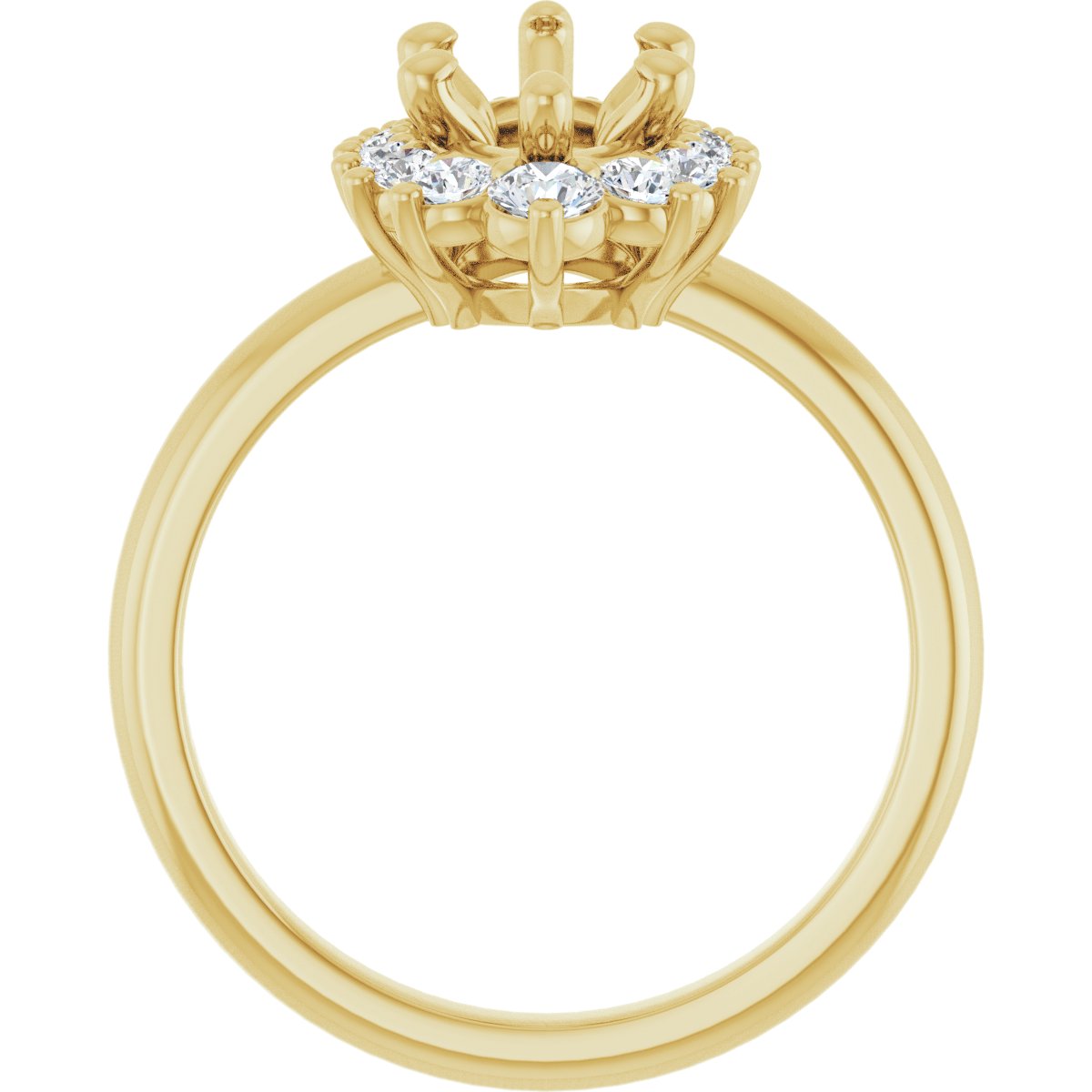 Marquise Halo-Style Asymmetrical Engagement Ring Semi-Mount - gallery - Series 124478