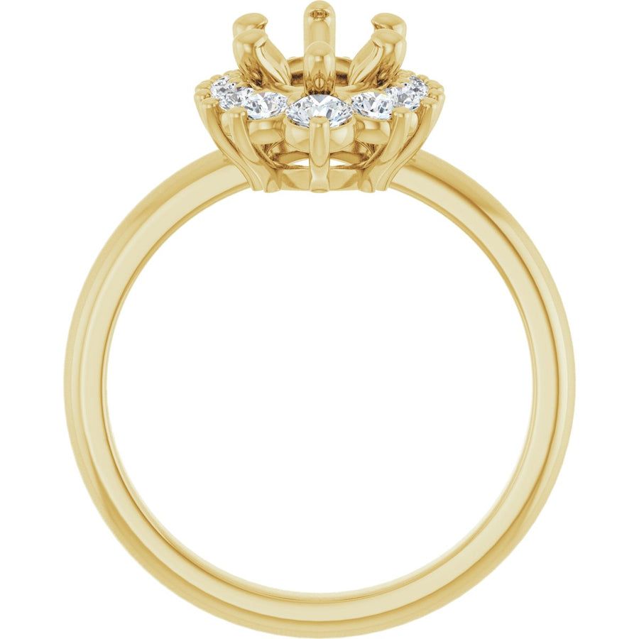 Marquise Halo-Style Asymmetrical Engagement Ring Semi-Mount - gallery - Series 124478