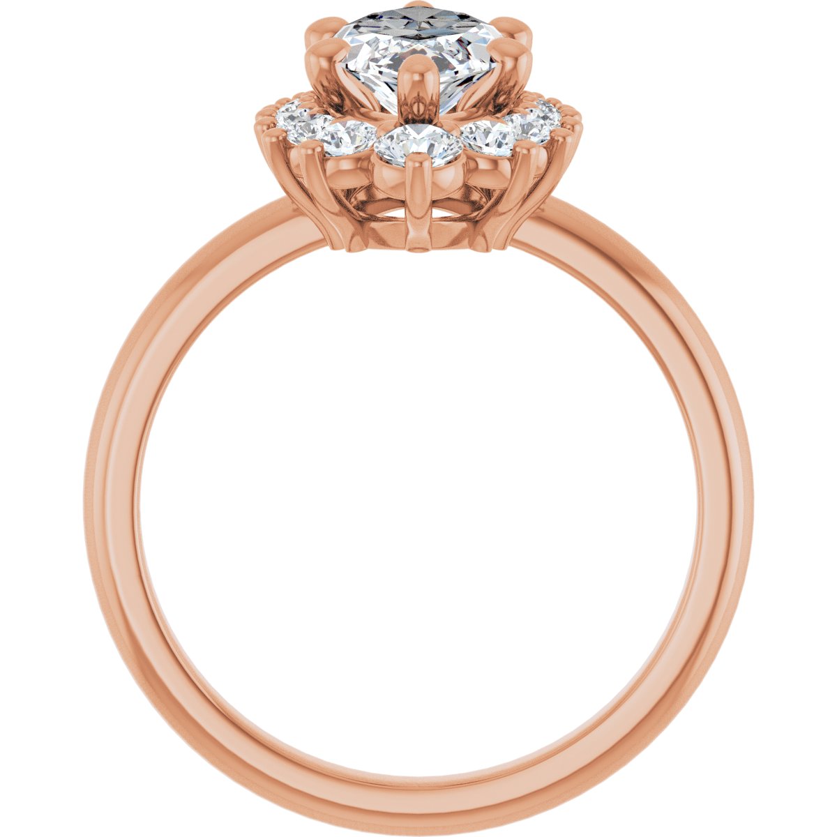 Marquise Halo-Style Asymmetrical Engagement Ring Semi-Mount - gallery - Series 124478
