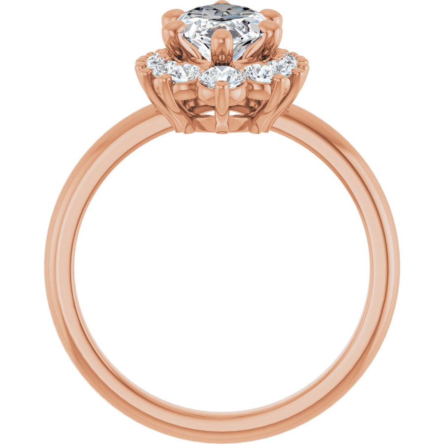 Marquise Halo-Style Asymmetrical Engagement Ring Semi-Mount - gallery - Series 124478
