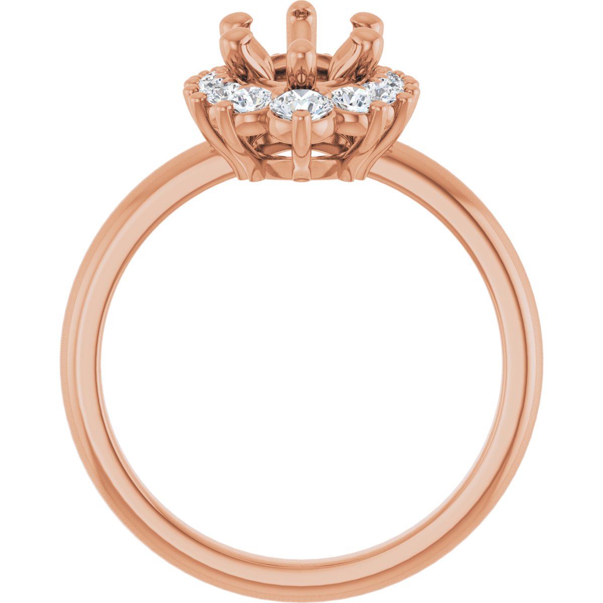 Marquise Halo-Style Asymmetrical Engagement Ring Semi-Mount - gallery - Series 124478