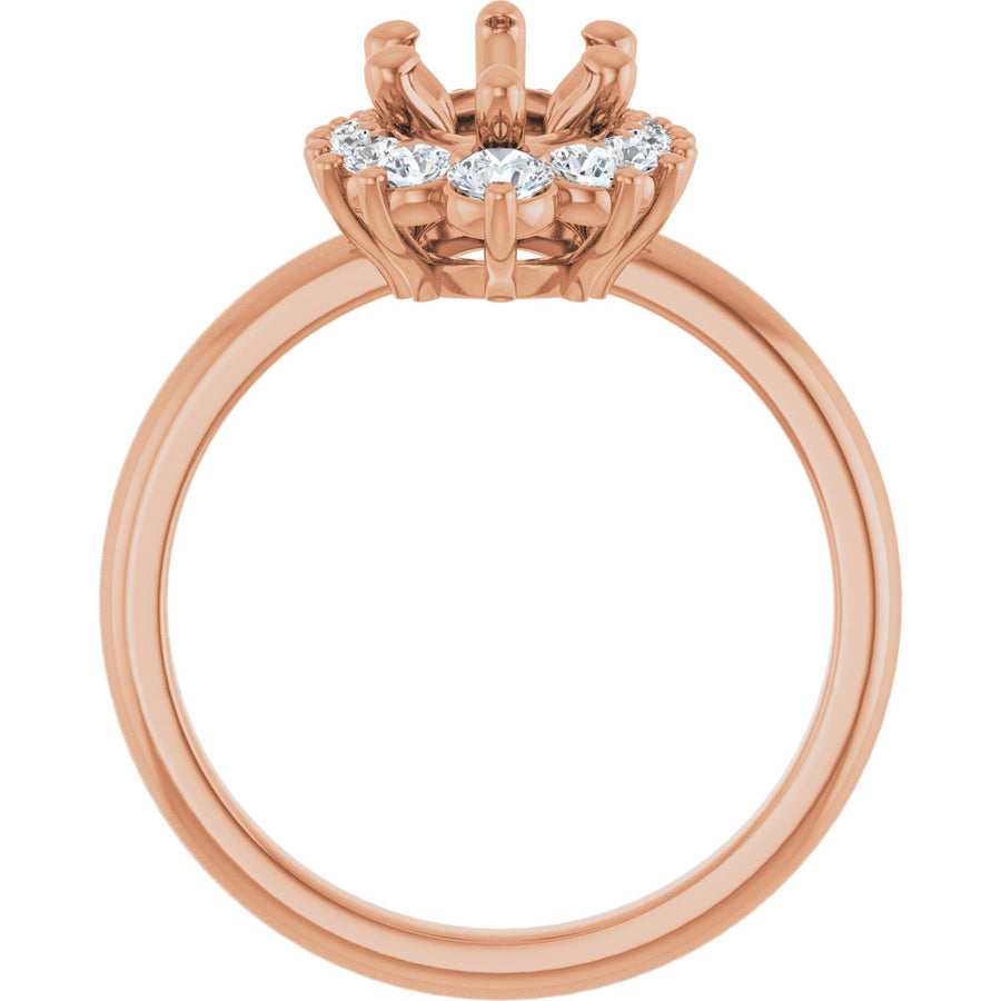 Marquise Halo-Style Asymmetrical Engagement Ring Semi-Mount - gallery - Series 124478