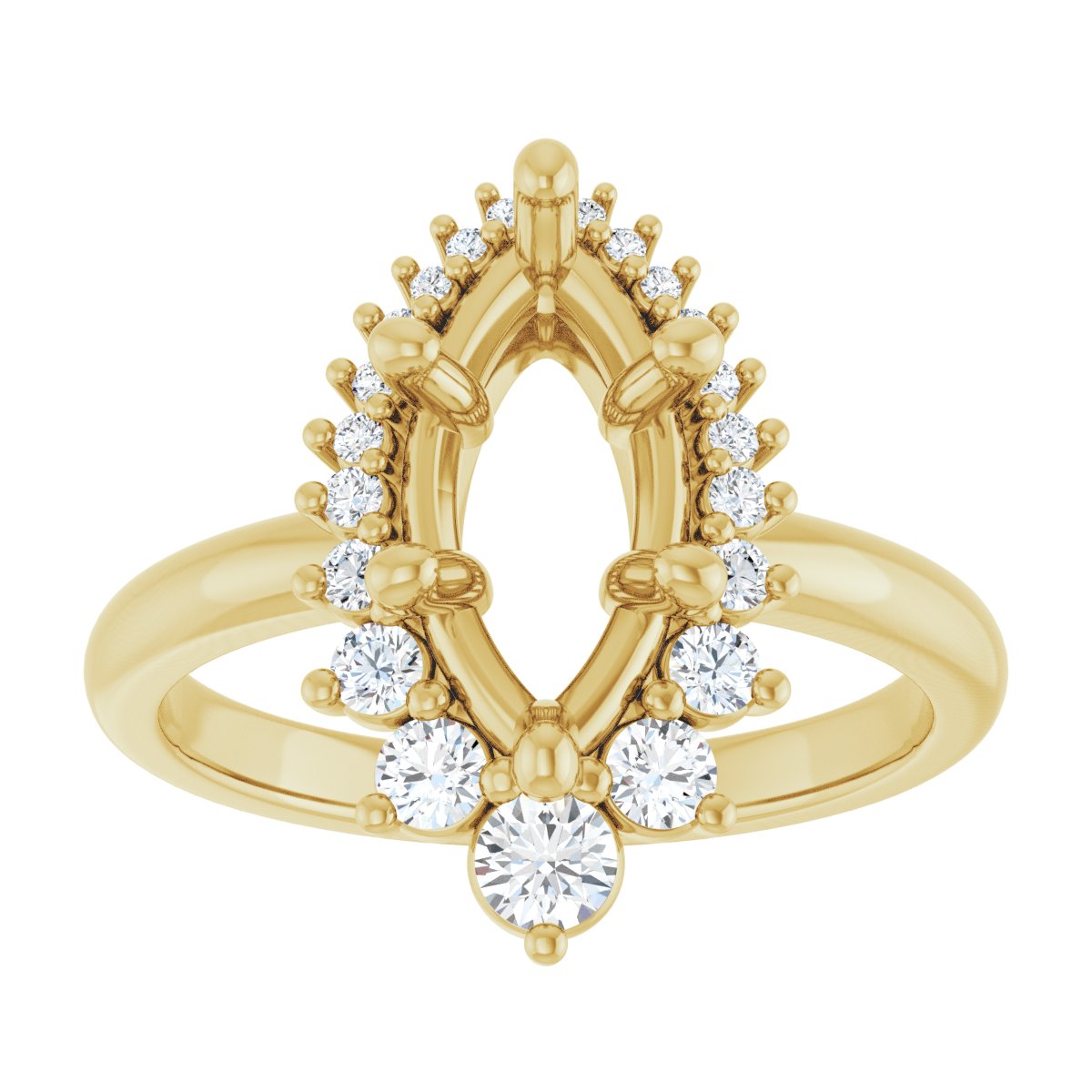 Marquise Halo-Style Asymmetrical Engagement Ring Semi-Mount - gallery - Series 124478