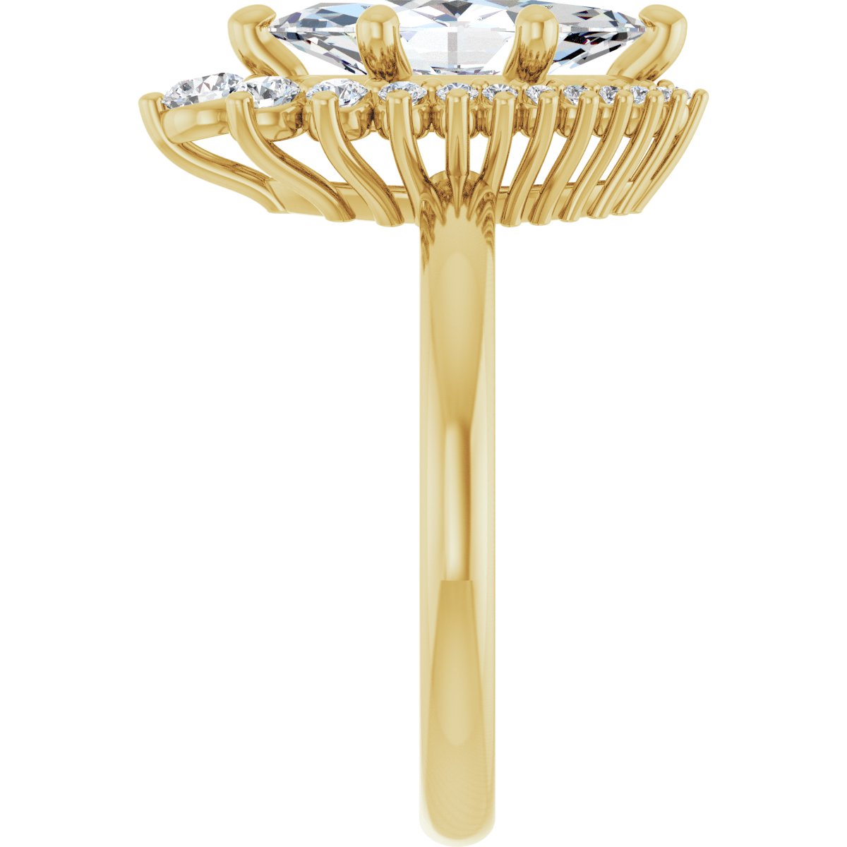 Marquise Halo-Style Asymmetrical Engagement Ring Semi-Mount - gallery - Series 124478