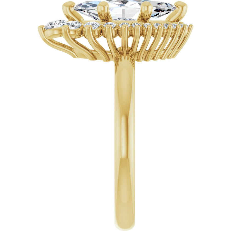Marquise Halo-Style Asymmetrical Engagement Ring Semi-Mount - gallery - Series 124478