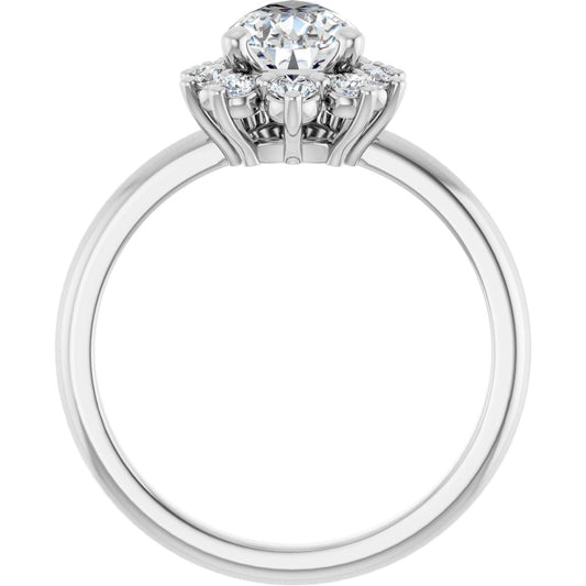 Pear Halo-Style Asymmetrical Engagement Ring Semi-Mount - gallery - Series 124478
