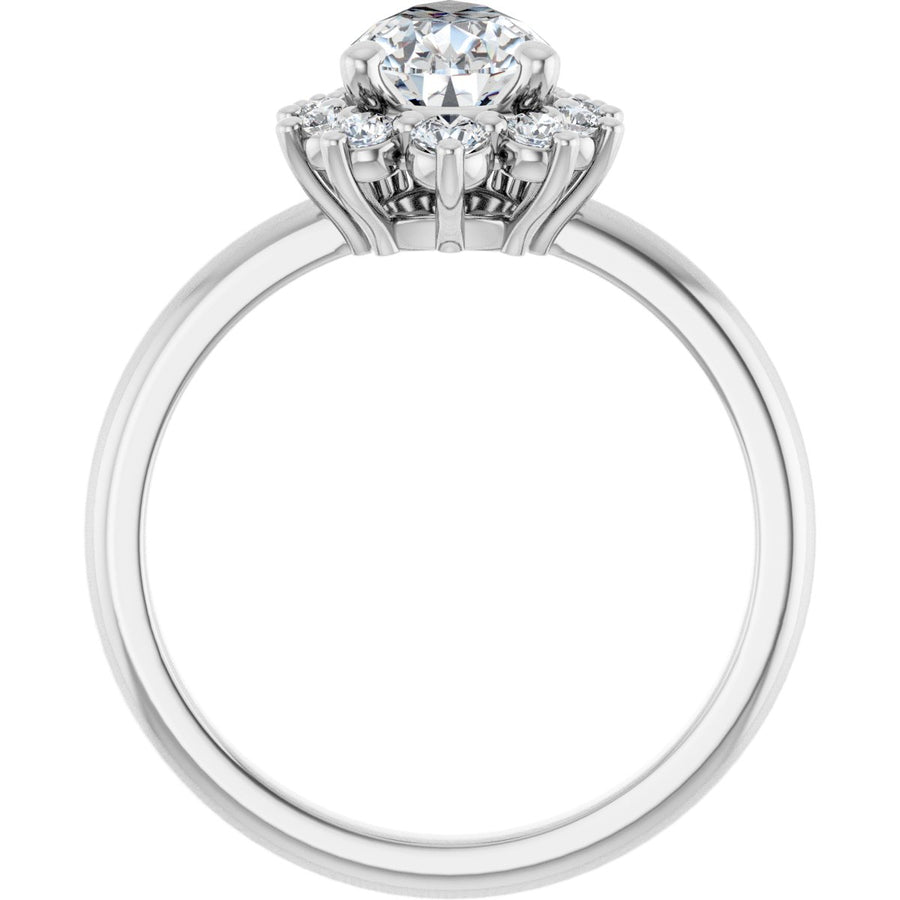 Pear Halo-Style Asymmetrical Engagement Ring Semi-Mount - gallery - Series 124478