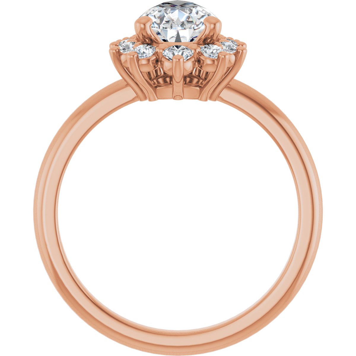 Pear Halo-Style Asymmetrical Engagement Ring Semi-Mount - gallery - Series 124478