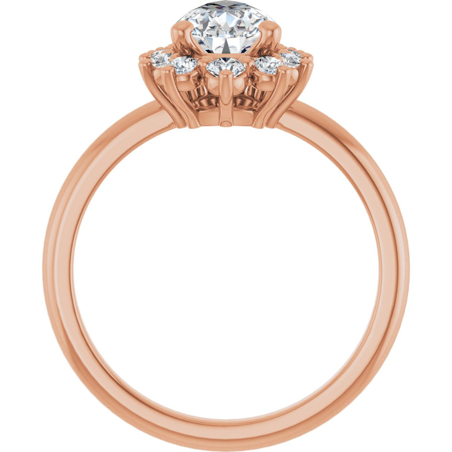 Pear Halo-Style Asymmetrical Engagement Ring Semi-Mount - gallery - Series 124478