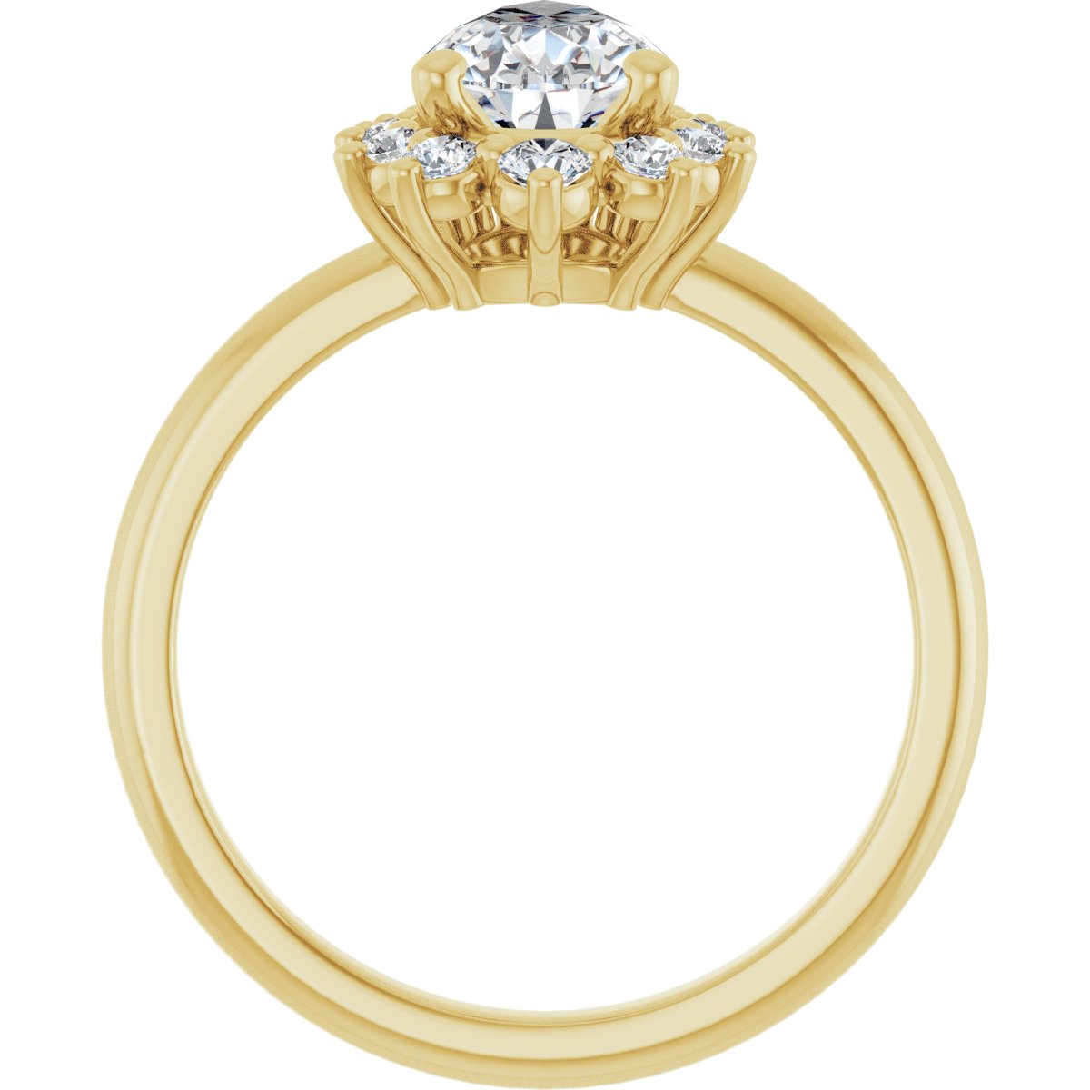 Pear Halo-Style Asymmetrical Engagement Ring Semi-Mount - gallery - Series 124478