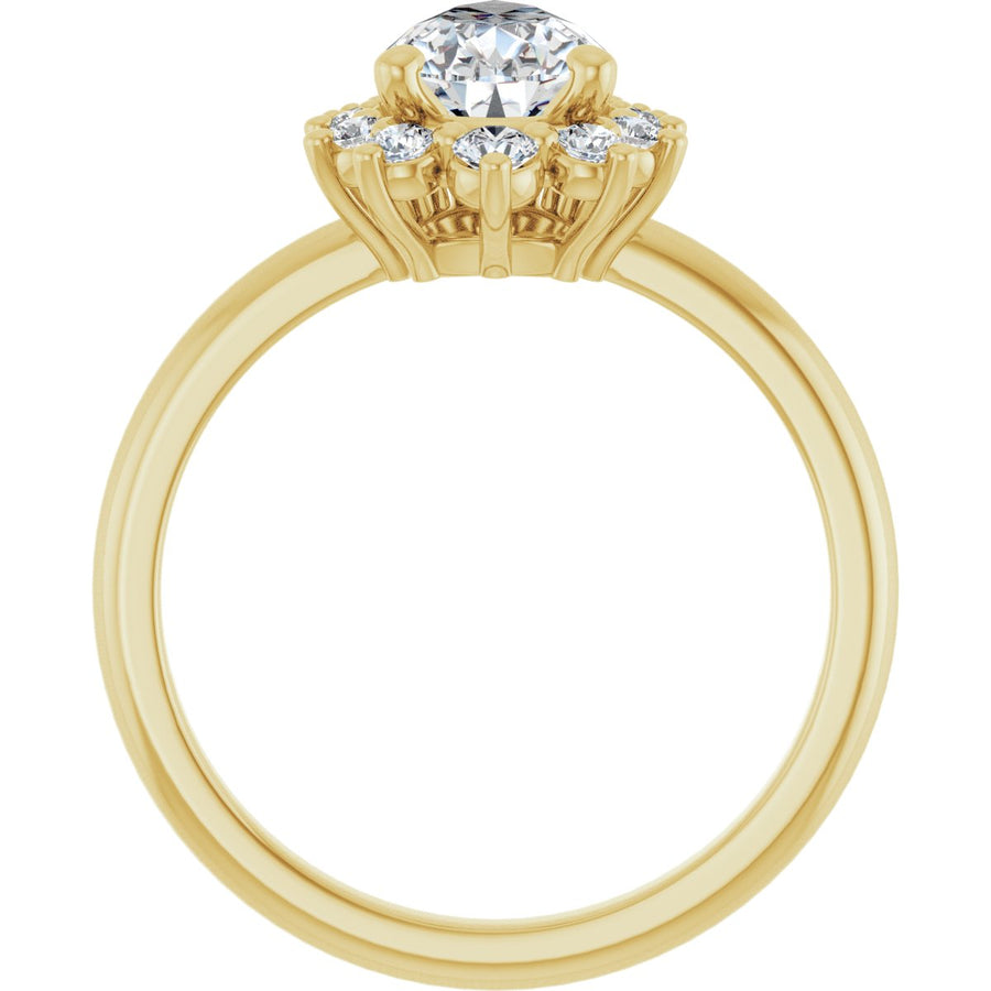 Pear Halo-Style Asymmetrical Engagement Ring Semi-Mount - gallery - Series 124478