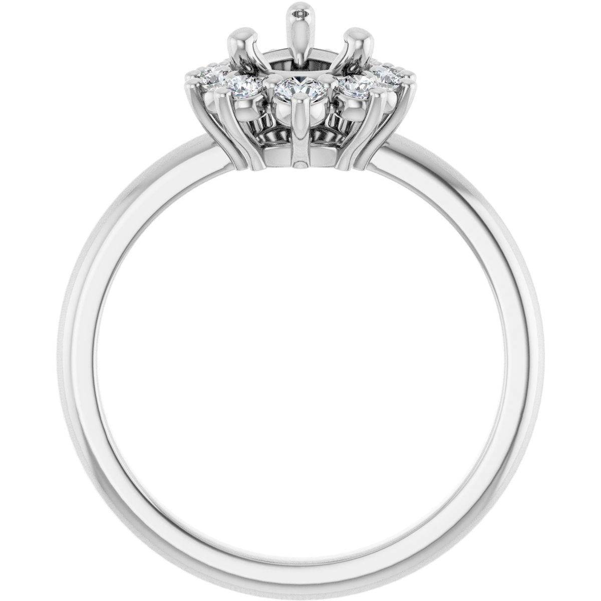 Pear Halo-Style Asymmetrical Engagement Ring Semi-Mount - gallery - Series 124478