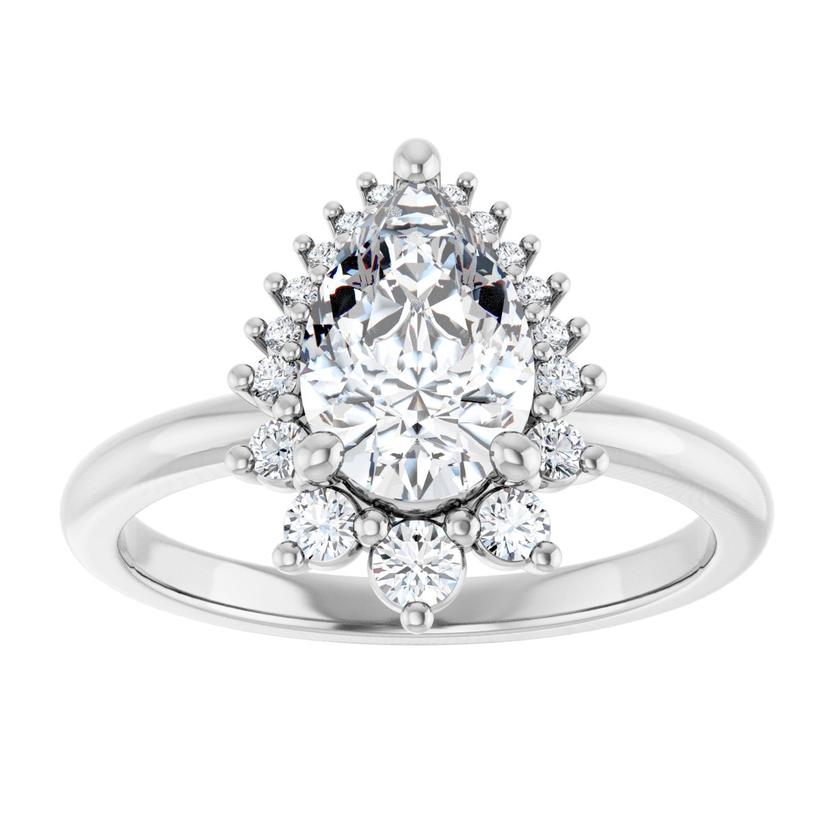 Pear Halo-Style Asymmetrical Engagement Ring Semi-Mount - gallery - Series 124478