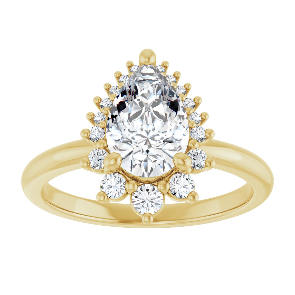 Pear Halo-Style Asymmetrical Engagement Ring Semi-Mount - gallery - Series 124478